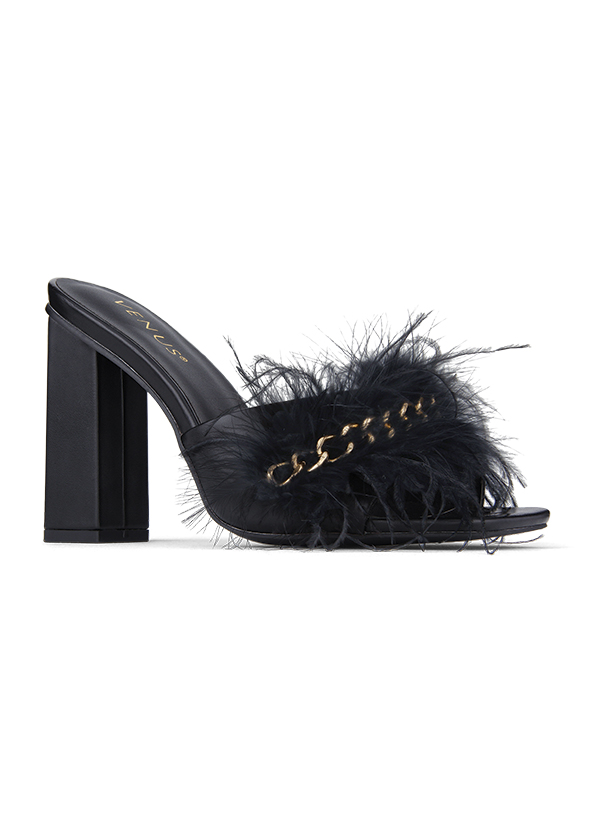 VENUS Square Toe Feather Heels